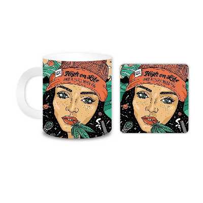 ماگ مدل دختر کد 1356 به همراه زیر لیوانی