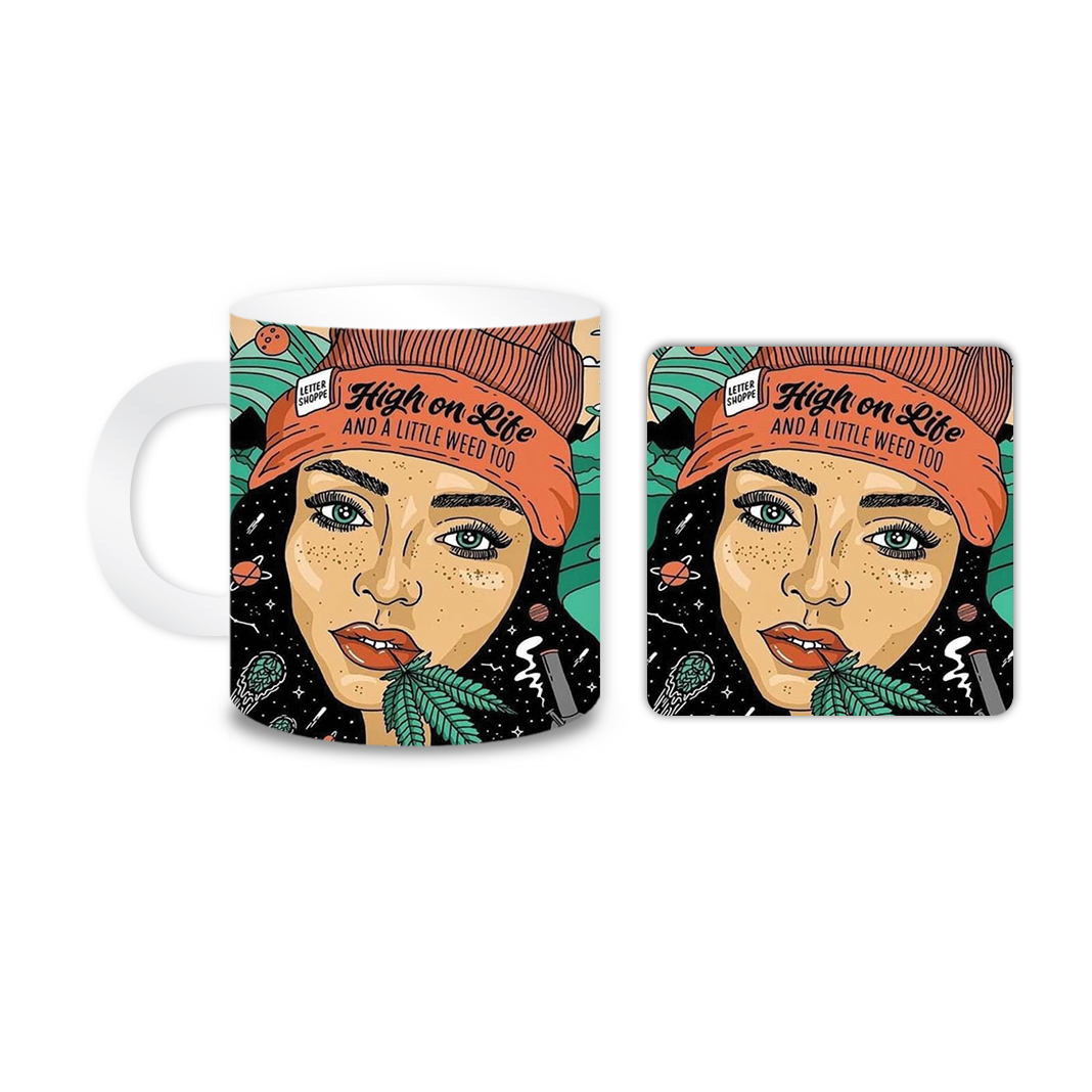 ماگ مدل دختر کد 1356 به همراه زیر لیوانی