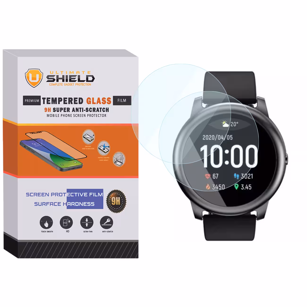 محافظ صفحه نمایش شیشه ای آلتیمیت شیلد مدل SH-UL مناسب برای ساعت هوشمند هایلو LS05 بسته دو عددی