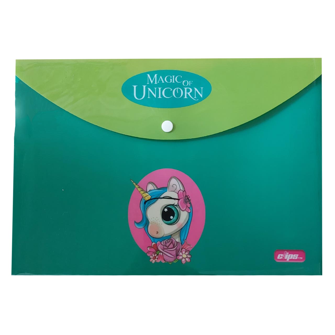 پوشه دکمه دار کلیپس مدل فانتزی طرح اسب تک شاخ کارتونی