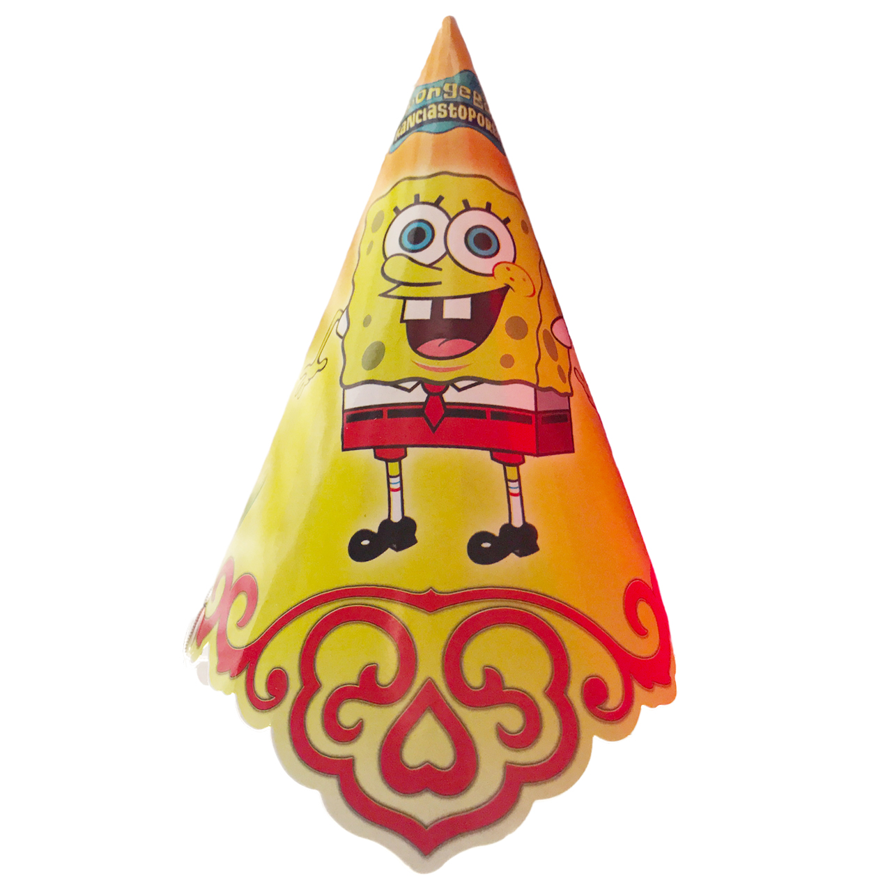 کلاه تولد مسترتم طرح باب اسفنجی بسته 8 عددی