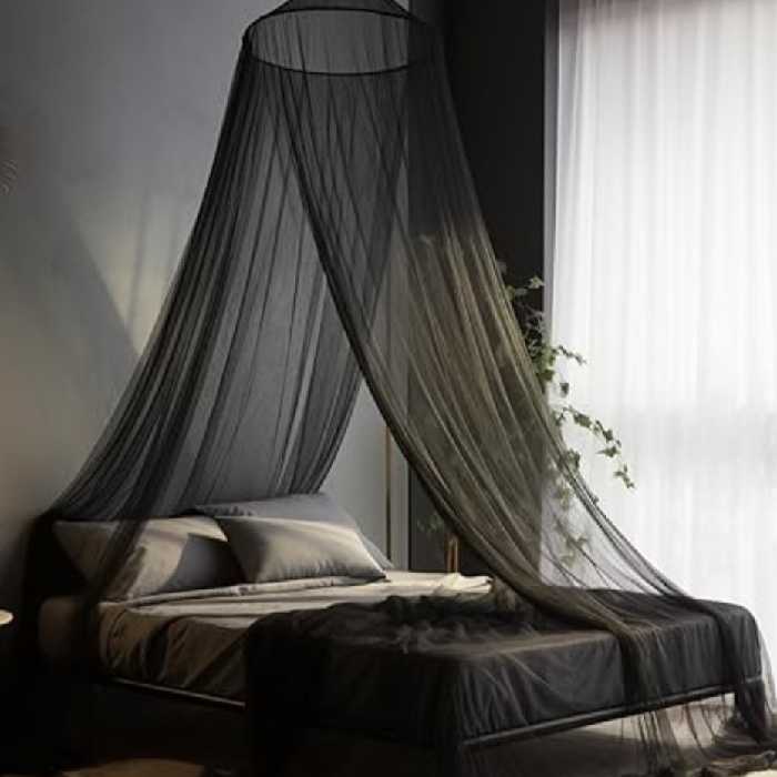 مشکی سیاه تور تخت خواب و پیشه بند مشکی بسیار بزرگ برای تخت خواب دو نفره 