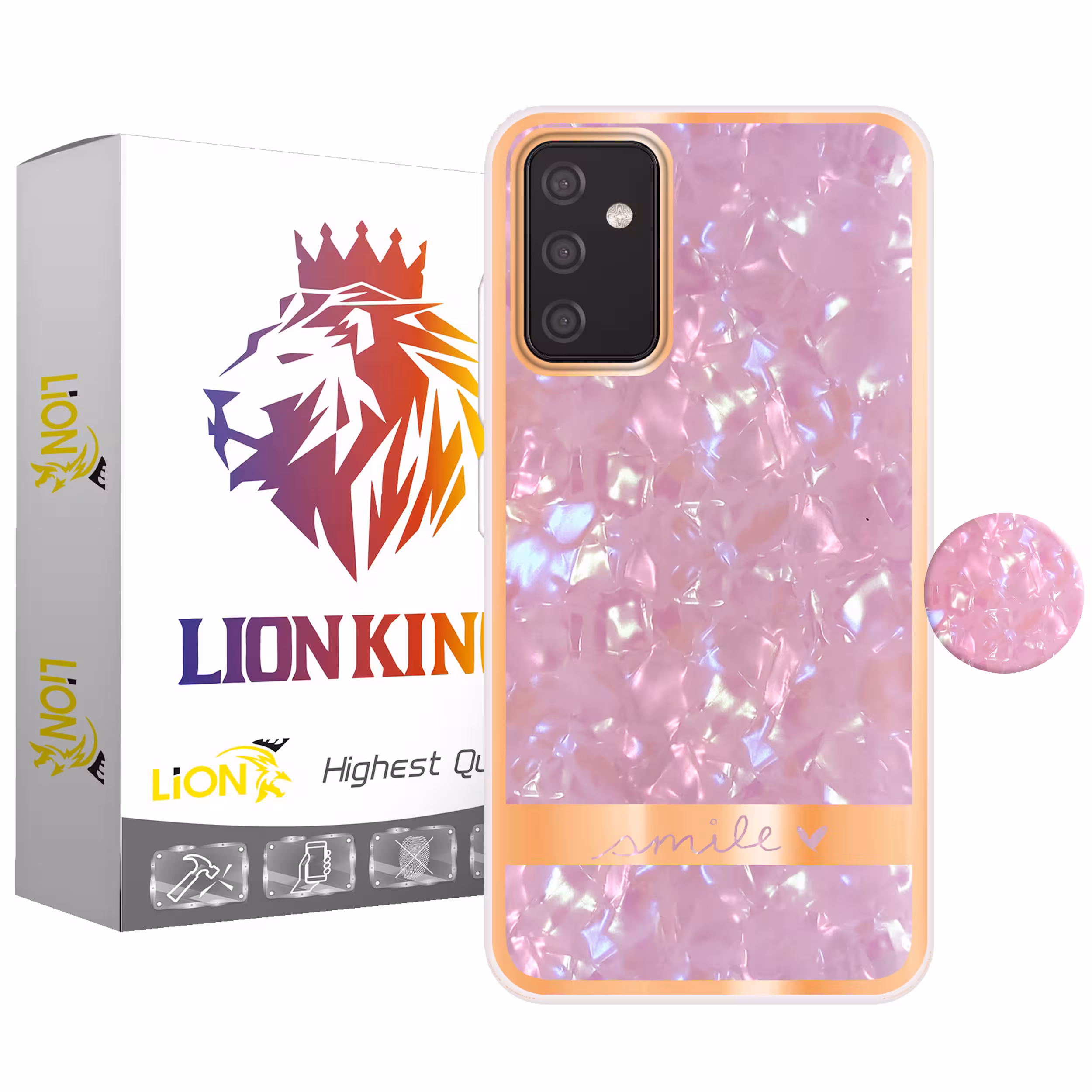 کاور لاین کینگ مدل کریستال یخی مناسب برای گوشی موبایل سامسونگ Galaxy A13 5G به همراه پایه نگهدارنده