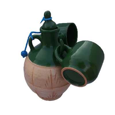 ست 3 تکه کوزه و لیوان سفالی مدل گرد کد 22