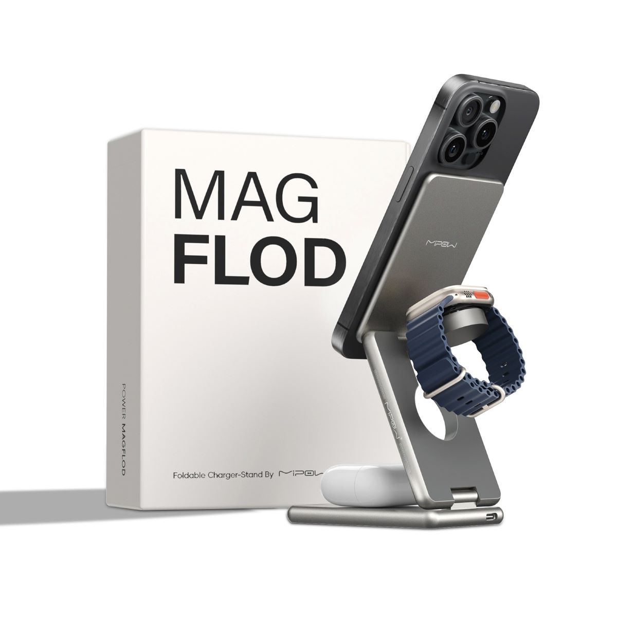 خرید شارژر مگسیف MIPOW 3 IN 1 Power Cube MagFLOD BS100 با بهترین قیمت