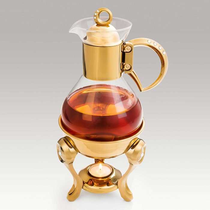 قهوه جوش استیل سری نگین دار طلایی رزلند