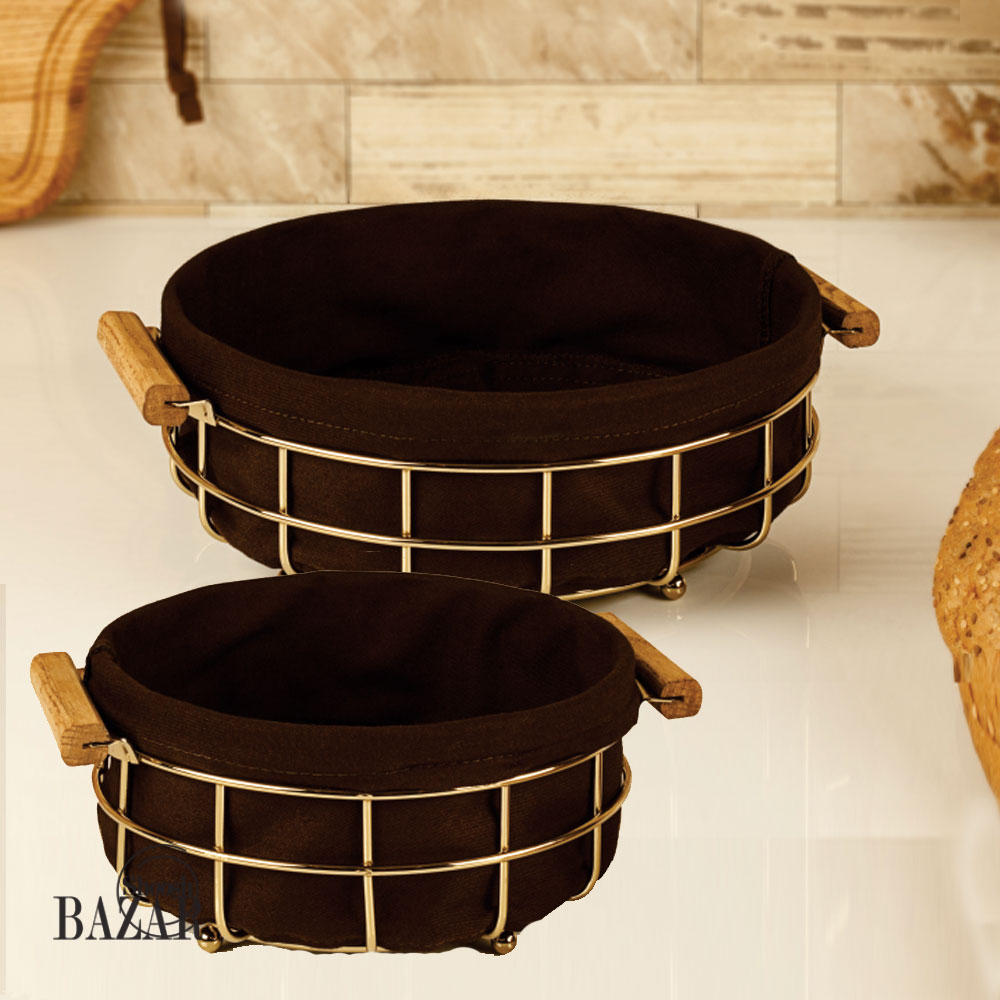 سبد فلزی پارچه ای گرد بی وی کی طرح کاریزما طلایی 411102 – 411101