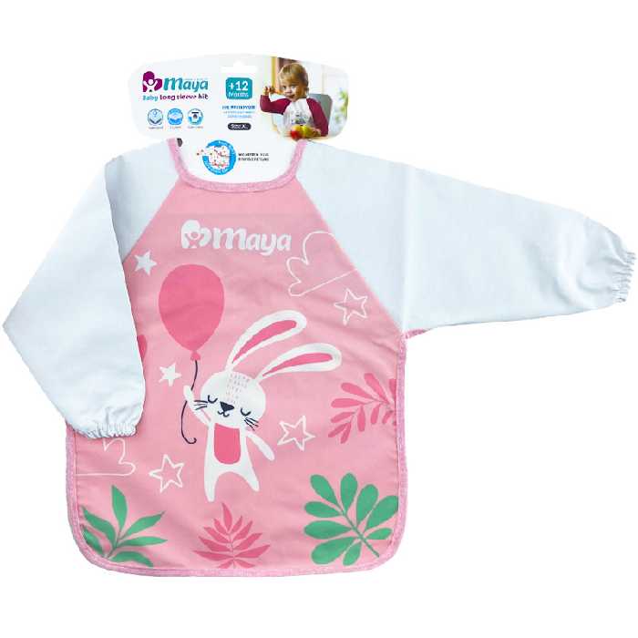 پیش بند آستین بلند سایز بزرگ خرگوش و بادکنک مایا Maya