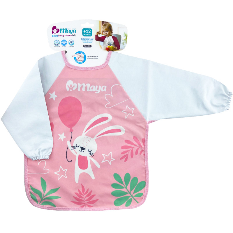 پیش بند آستین بلند سایز بزرگ خرگوش و بادکنک مایا Maya