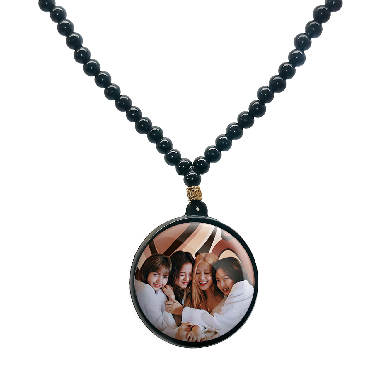 گردنبند پرمانه طرح بلک پینک کد pmd.17929 مدل دو طرفه