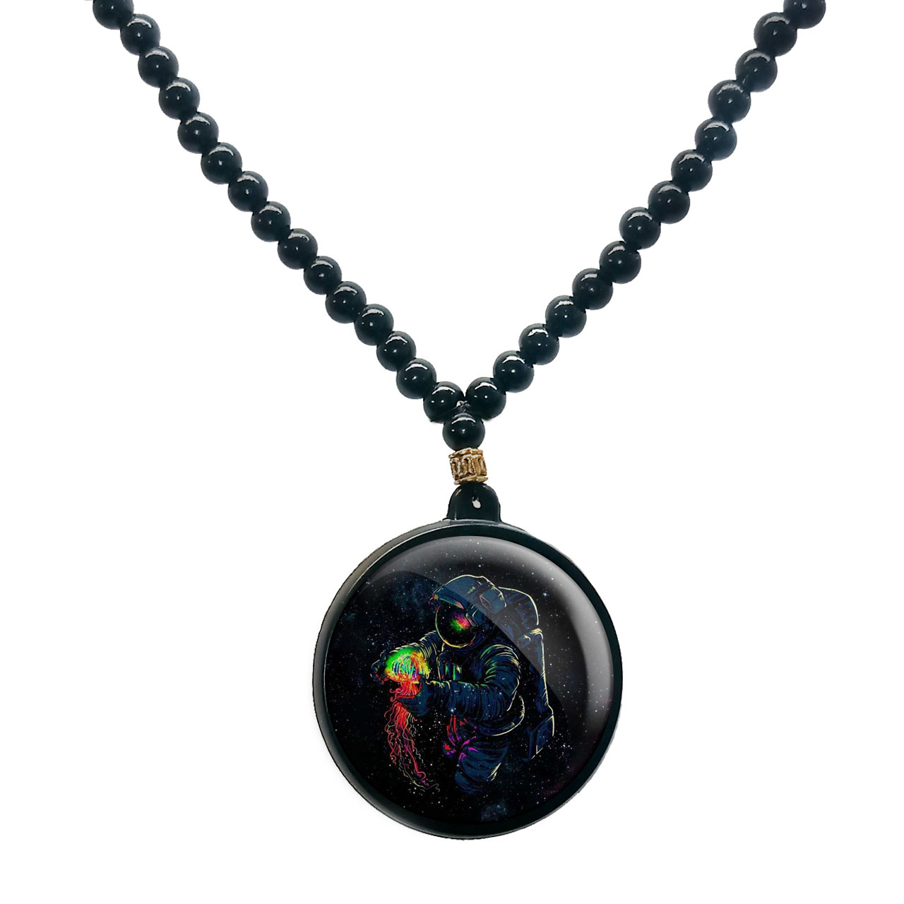 گردنبند پرمانه طرح فضانورد کد pmd.4218 مدل دو طرفه