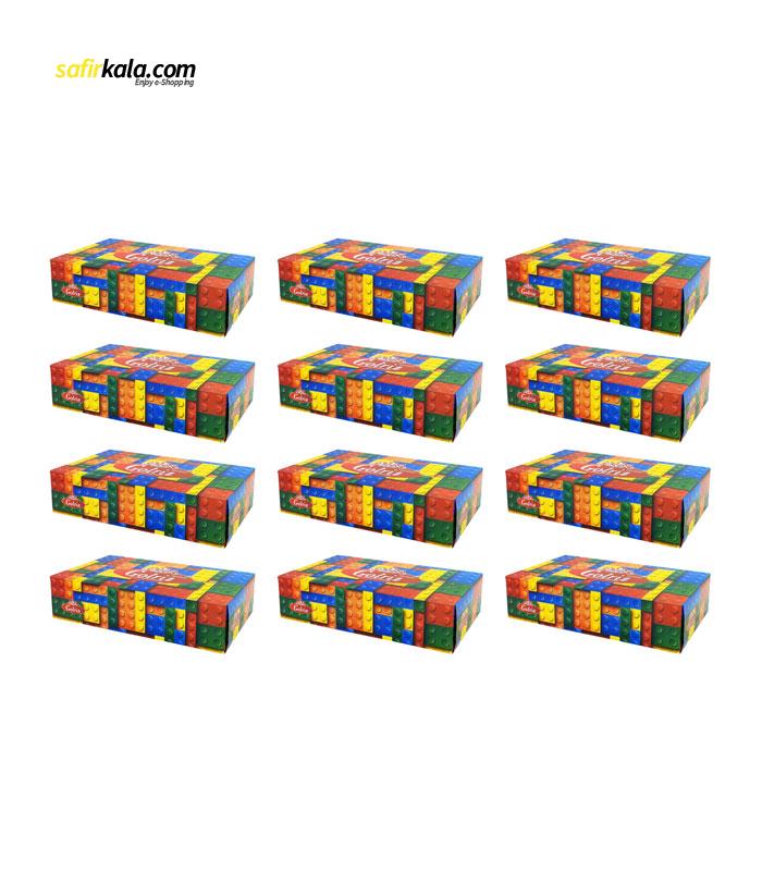 دستمال کاغذی 100 برگ گلریز مدل لگو مجموعه 12 عددی
