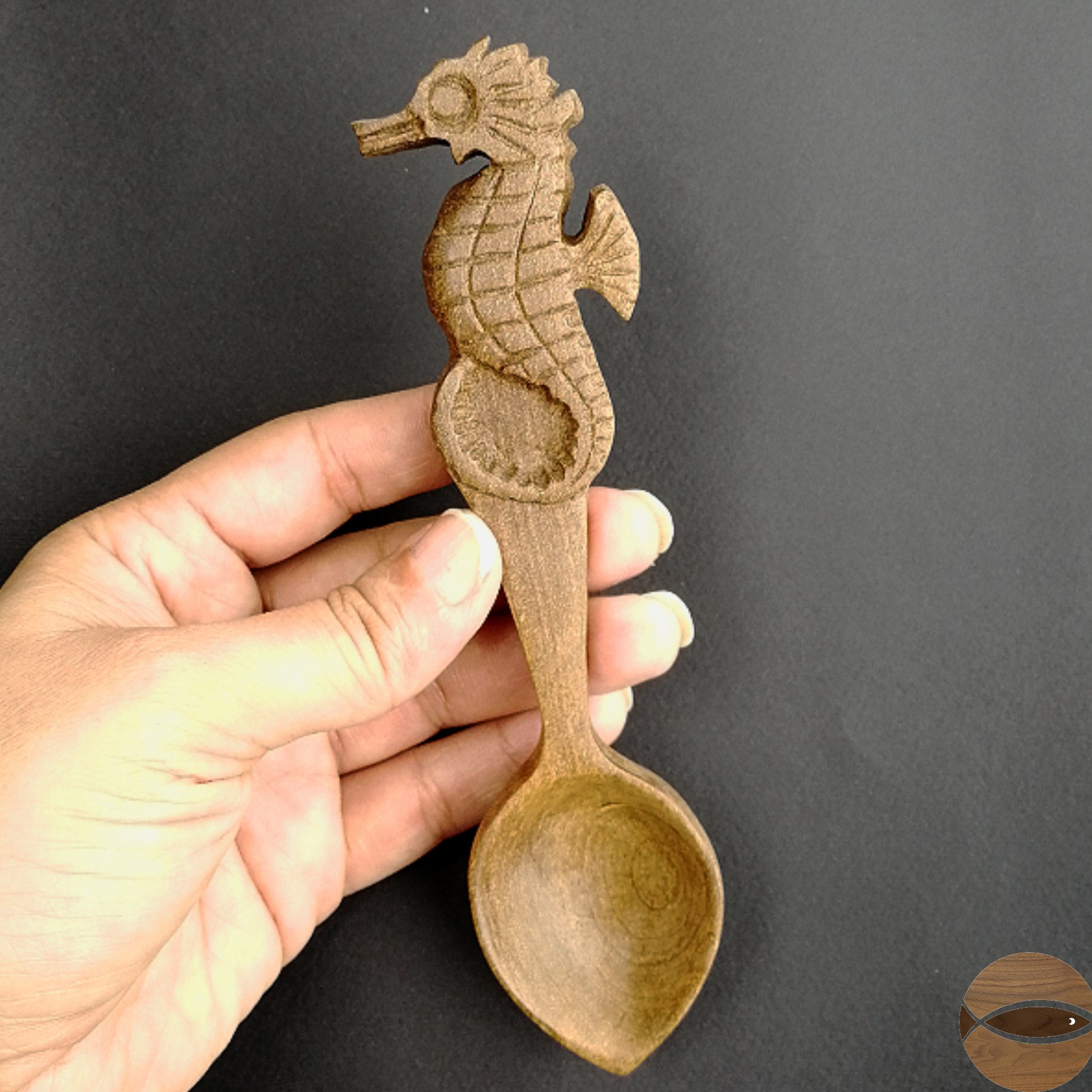 قاشق چوبی اسب دریایی ماه ماهی