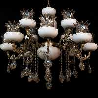 لوستر برنزی 12 شعله با زنبق سرامیک 