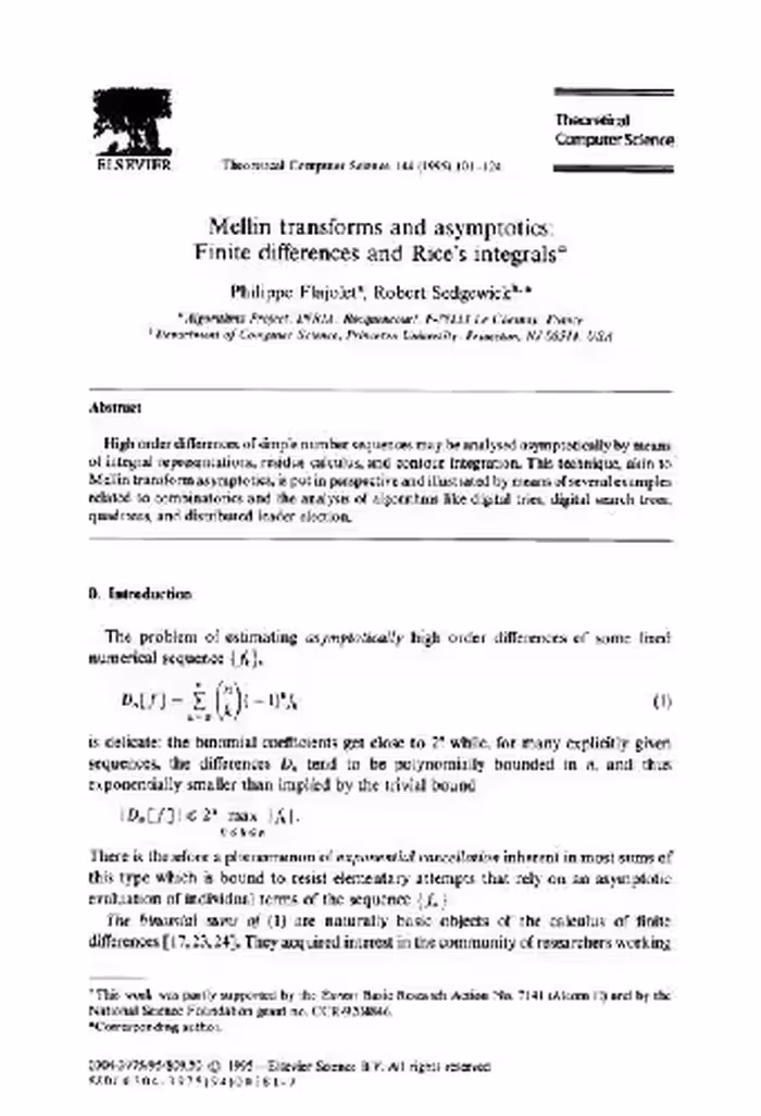 خرید و دانلود نسخه کامل کتاب Mellin transforms and asymptotics: Finite differences, Rice's integrals