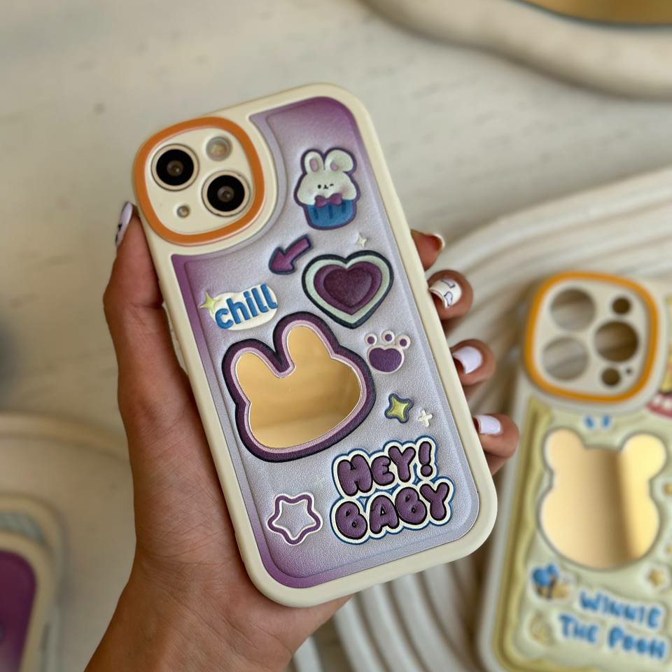 قاب گوشی موبایل Rabbit چرمی برجسته آینه دار  مدل C1356 آیفون