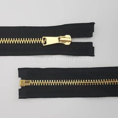 زیپ 70 فلزی مشکی دنده طلایی