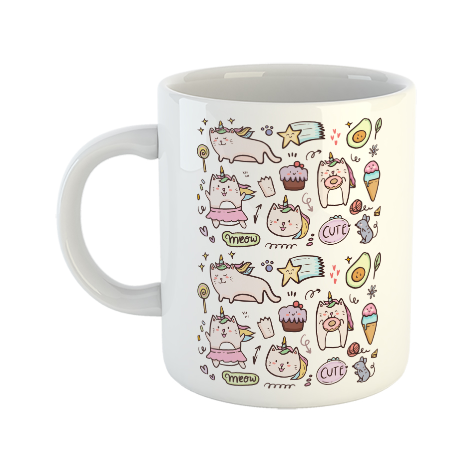 ماگ طرح موش و گربه‌ی تک شاخ