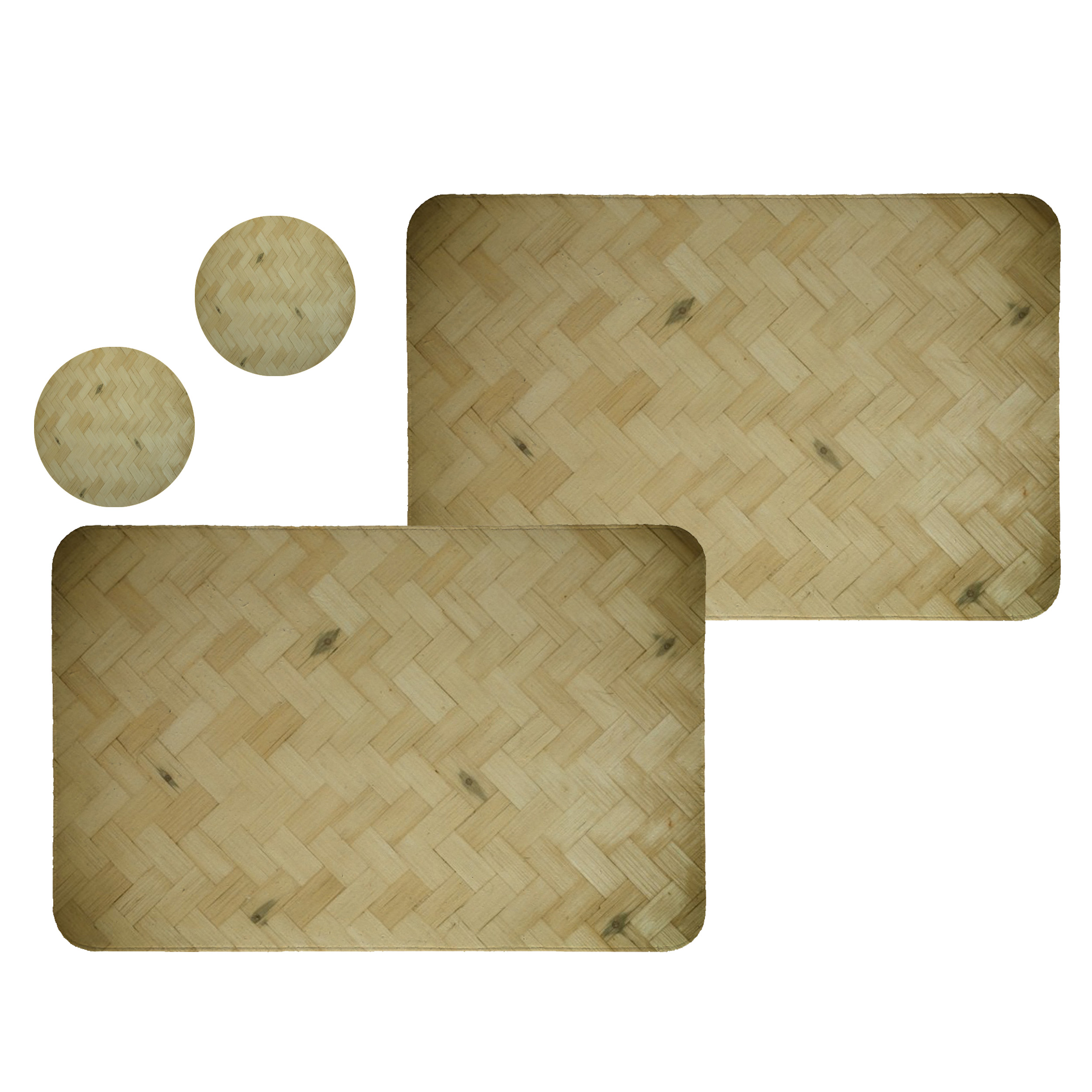 زیربشقابی طرح حصیر کد 8060 مجموعه 2 عددی همراه زیرلیوانی