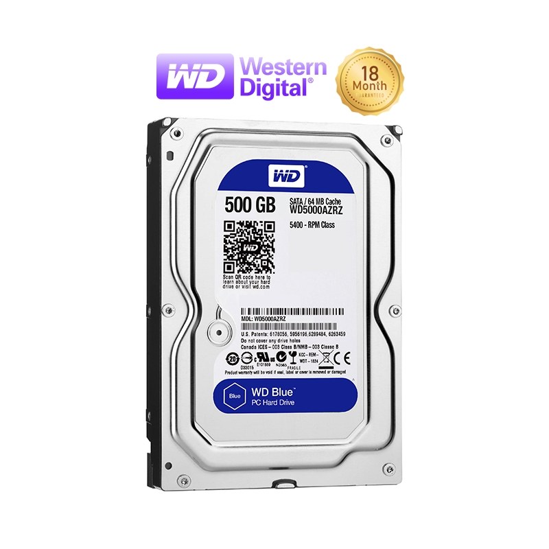 هارد اینترنال وسترن دیجیتال آبی Blue ظرفیت 500 گیگابایت با گارانتی 18 ماهه