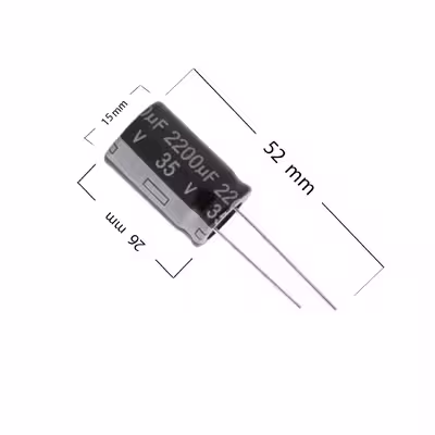 خازن الکترولیت 2200 میکرو فاراد کد 00036 بسته 10 عددی