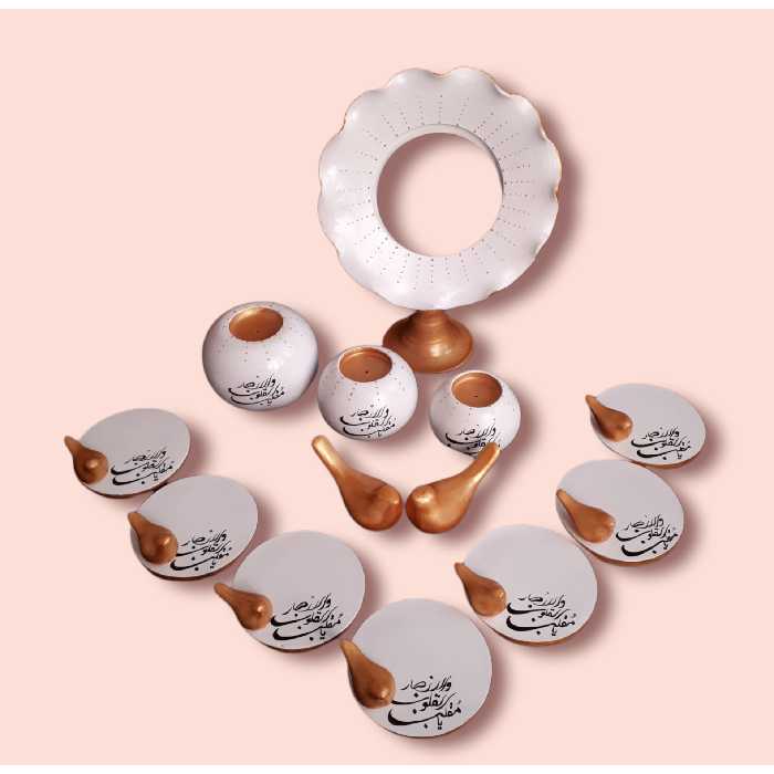 ست 13 تکه هفت سین سفالی مدل مرغ آمین کد 0099