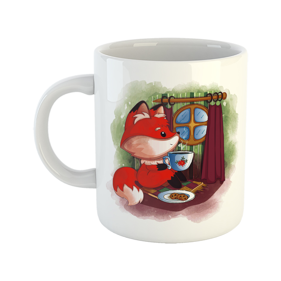 ماگ طرح روباه و فنجان چای طرح شب زمستانی