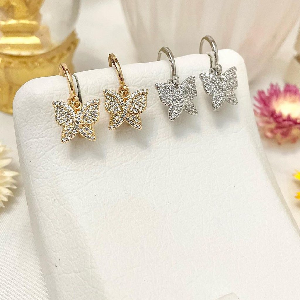 گوشواره استیل نگیندار طرح پروانه