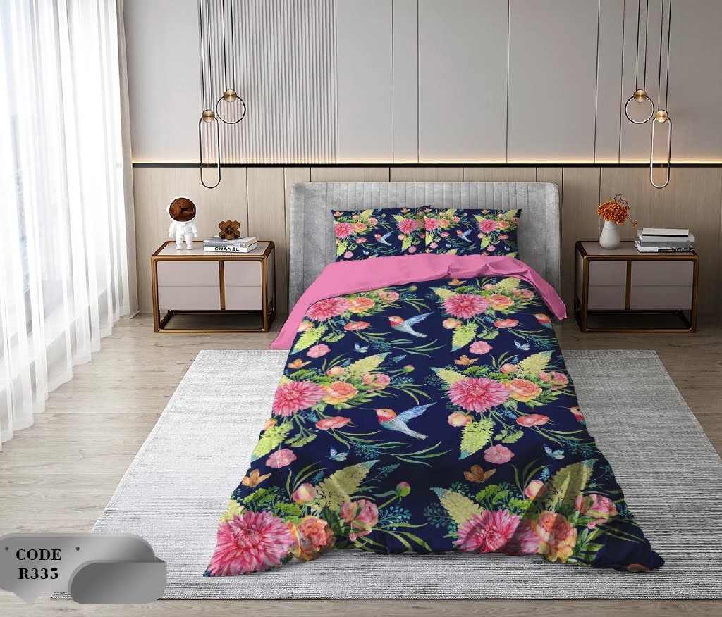 سرویس روتختی 1 نفره 4 تکه ابعاد 1.65 ×2.35 کشدار ضد حساسیت و عرق کد R335 | ست خواب و ست روتختی