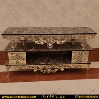 میز تلویزیون برنز مدل گل سرخ سنگین چهار کشو طول 140 کد 9413