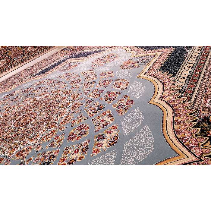 فرش ماشینی زمرد مشهد مدل دیبا زمینه آبی