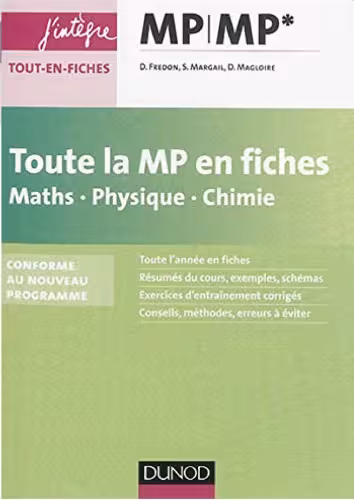 خرید و دانلود نسخه کامل کتاب Toute la MP en fiches : maths, physique, chimie