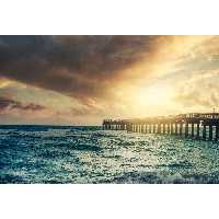 تابلو شاسی مدل غروب آفتاب و دریا و پل چوبی T7441