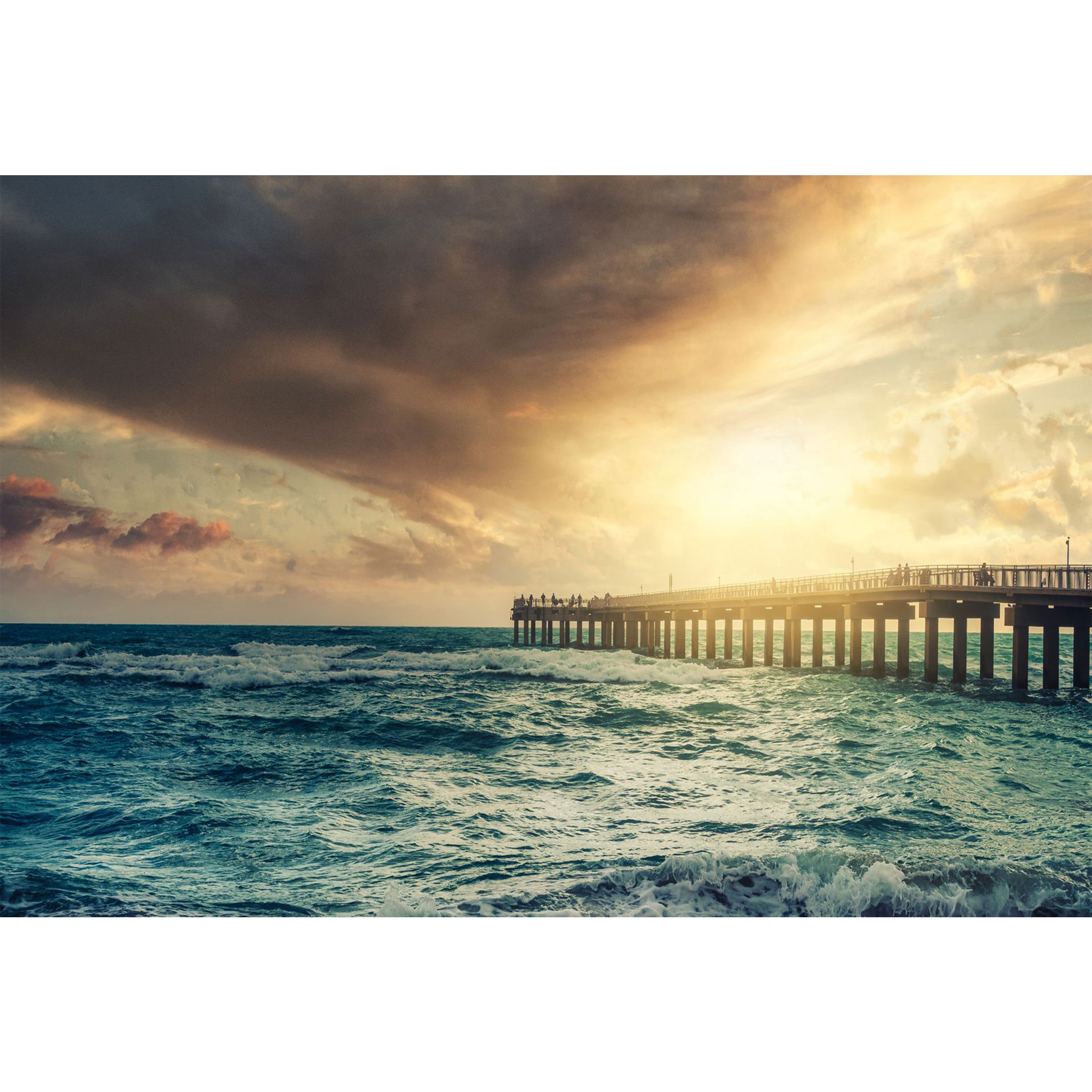 تابلو شاسی مدل غروب آفتاب و دریا و پل چوبی T7441