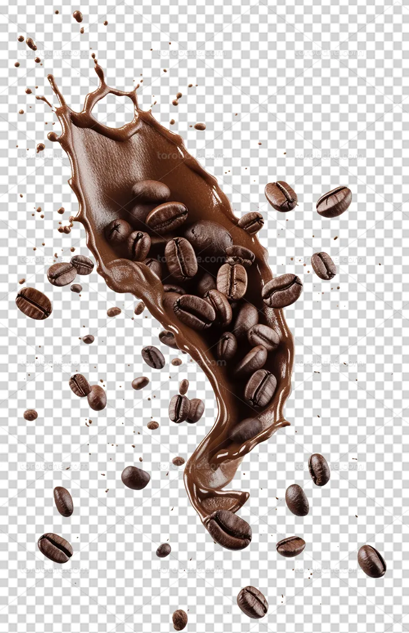 عکس PNG اسپلش دانه های قهوه و قهوه | گرافیک با طعم تربچه