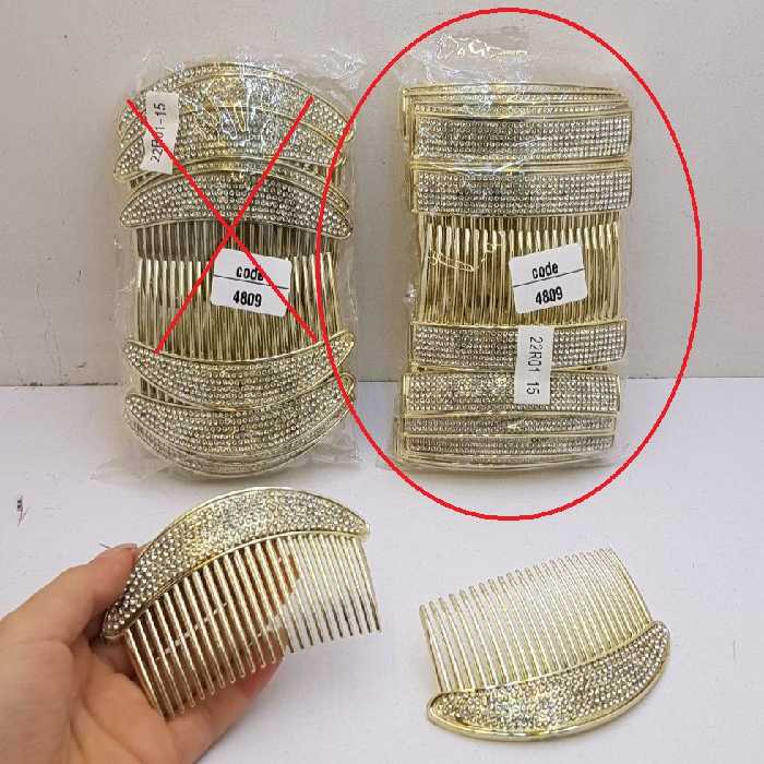 شانه زلفی نگین دار طلایی