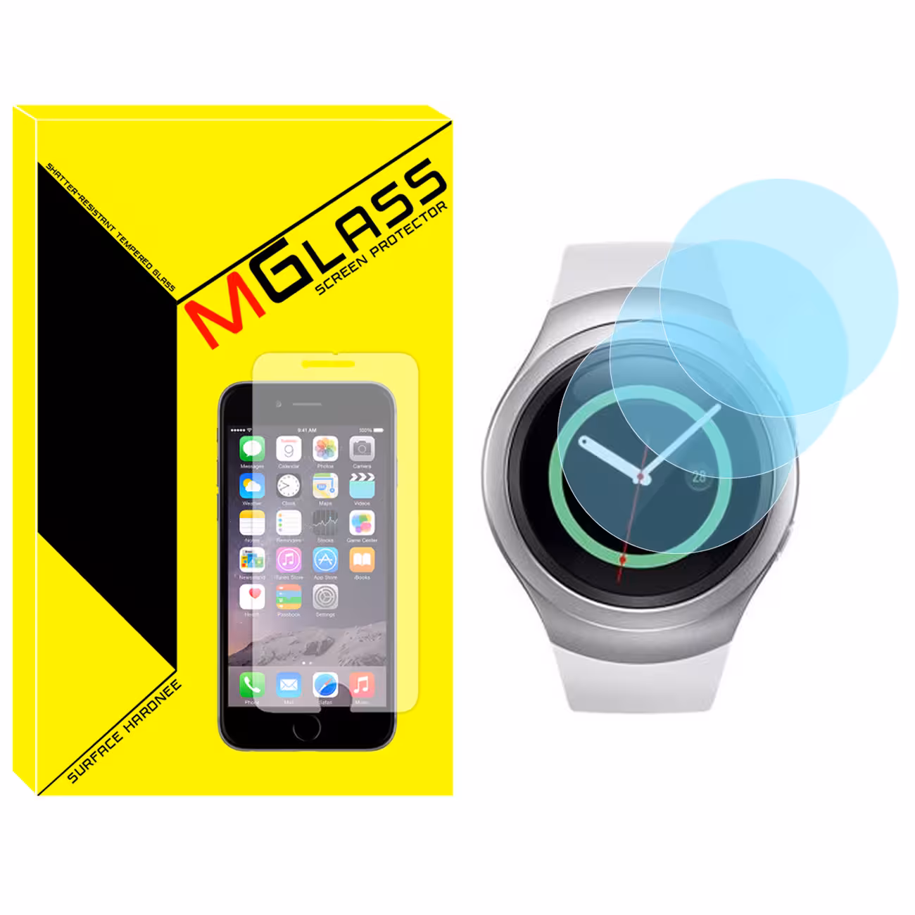 محافظ صفحه نمایش شیشه‌ای ام گلس مدل SH-MG مناسب برای ساعت هوشمند سامسونگGALAXY  Watch Gear S2 بسته سه عددی