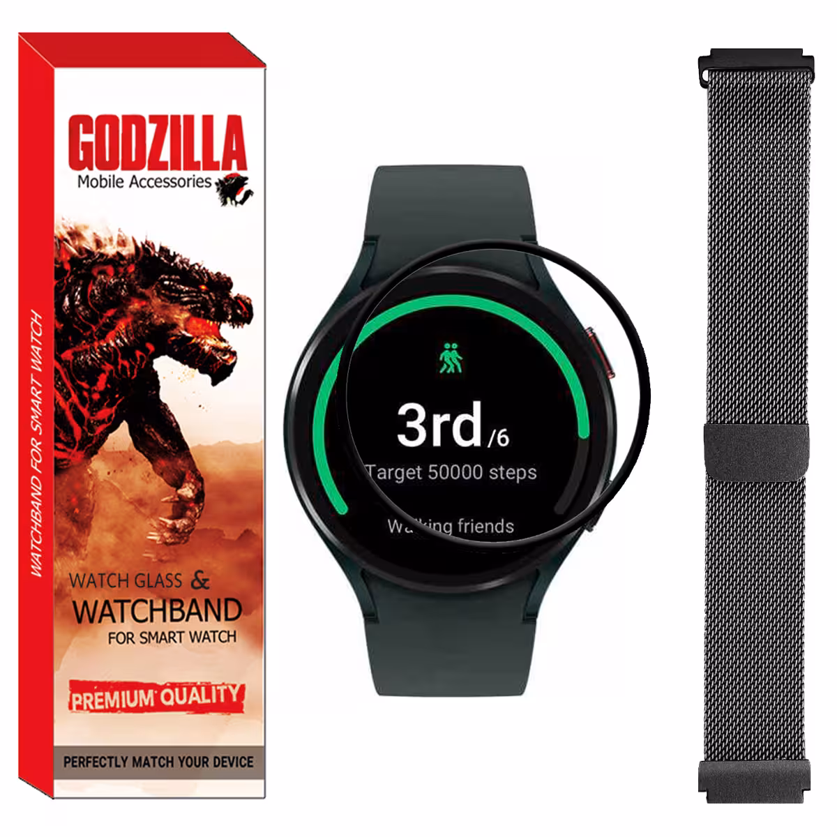 محافظ صفحه نمایش گودزیلا مدل GS-MLS مناسب برای ساعت هوشمند سامسونگ Watch 4 44mm به همراه بند