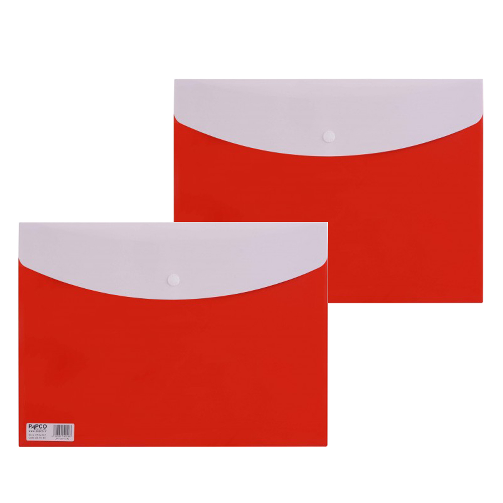 پوشه دکمه دار پاپکو مدل جیبدار کد A4-113BC بسته 2 عددی