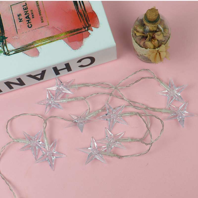 ریسه طرح ستاره شیشه ای باتری خور سه تایی مهتابی 2٫5 متری