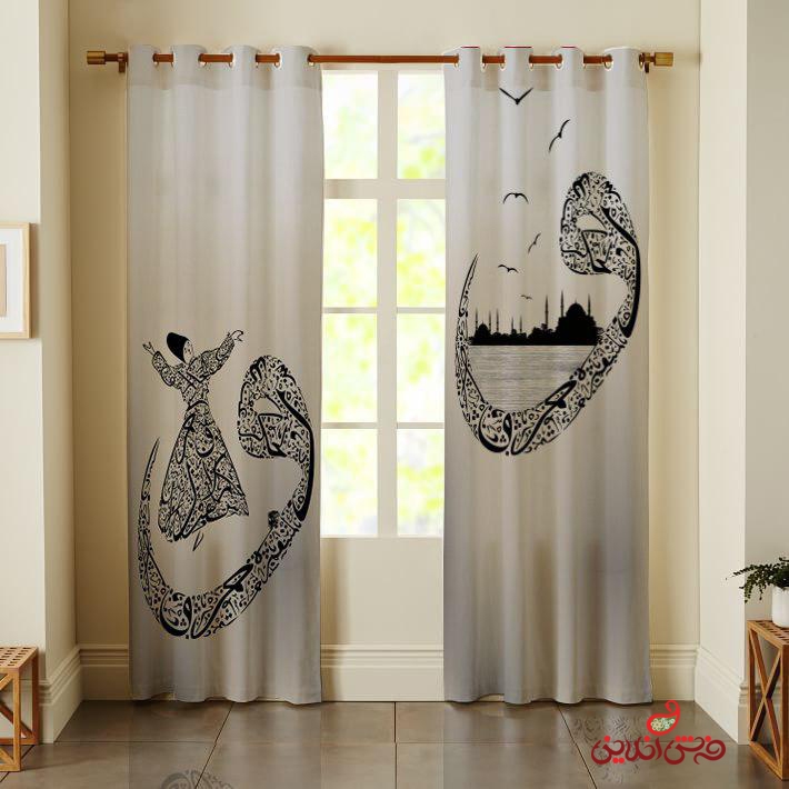 پرده 2عددی  سنتی طرح درویش کد 2571