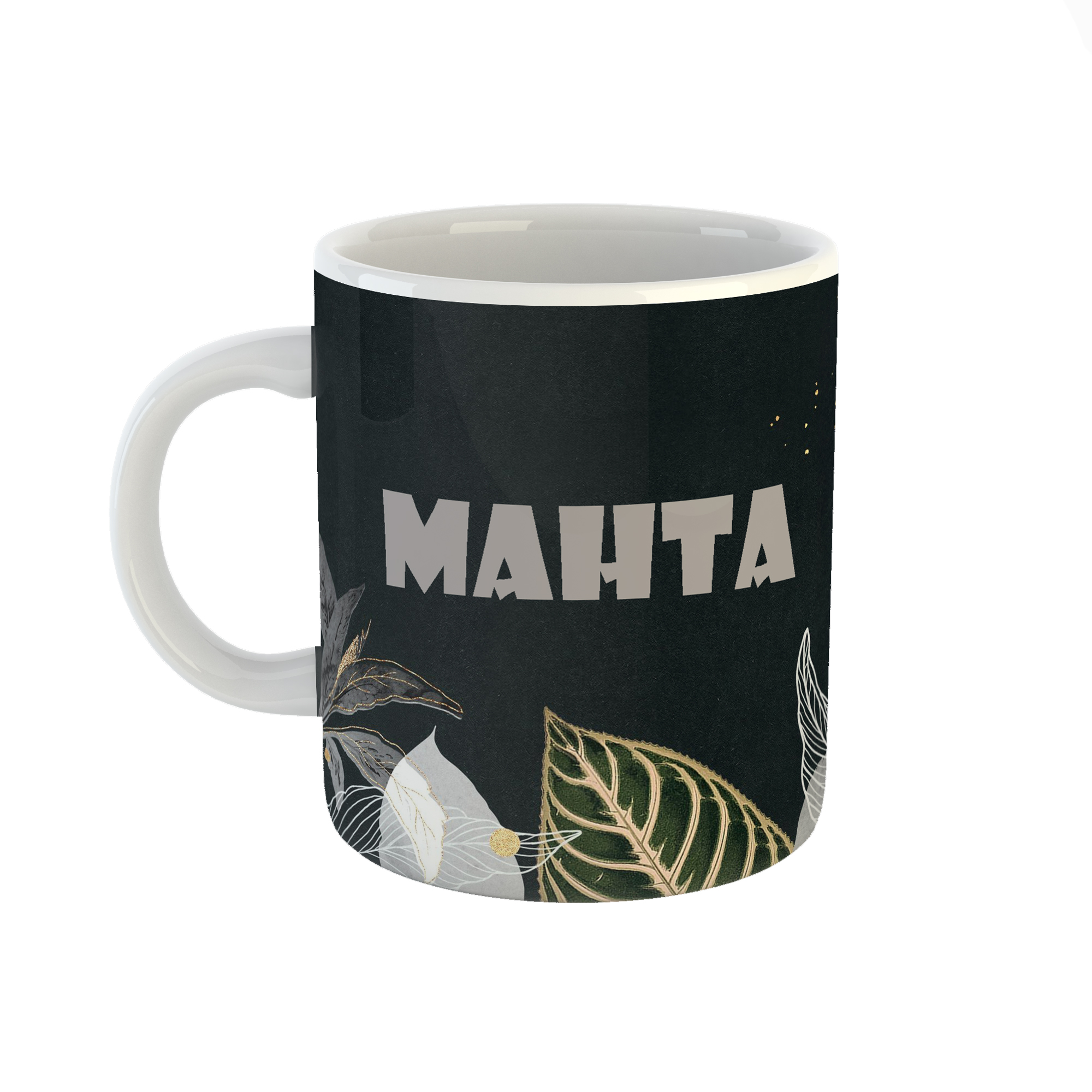 ماگ طرح اسم مهتا مدل برگ کد 495