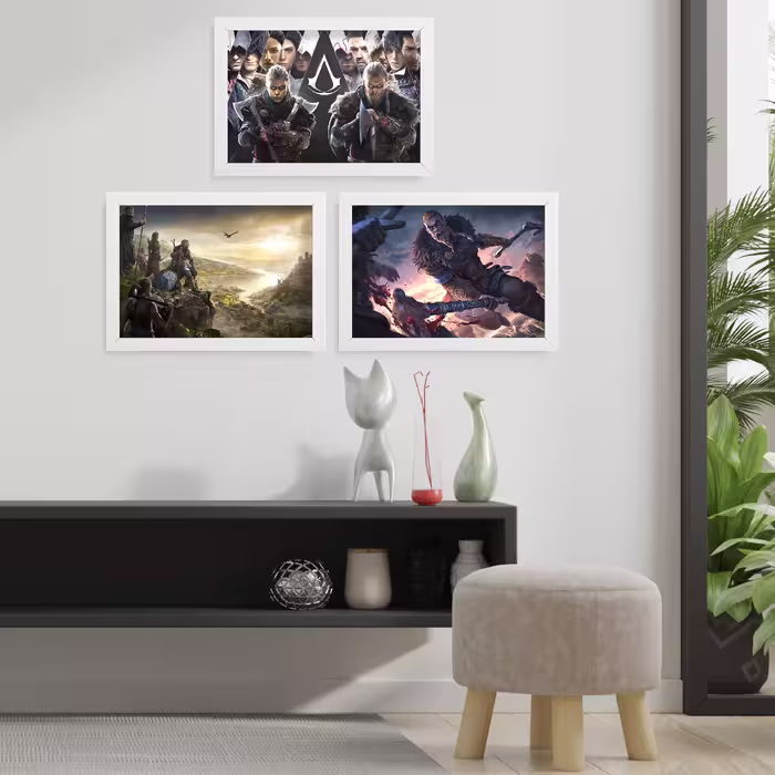 تابلو آرتیفن طرح Assassins creed کد 147W مجموعه 3 عددی