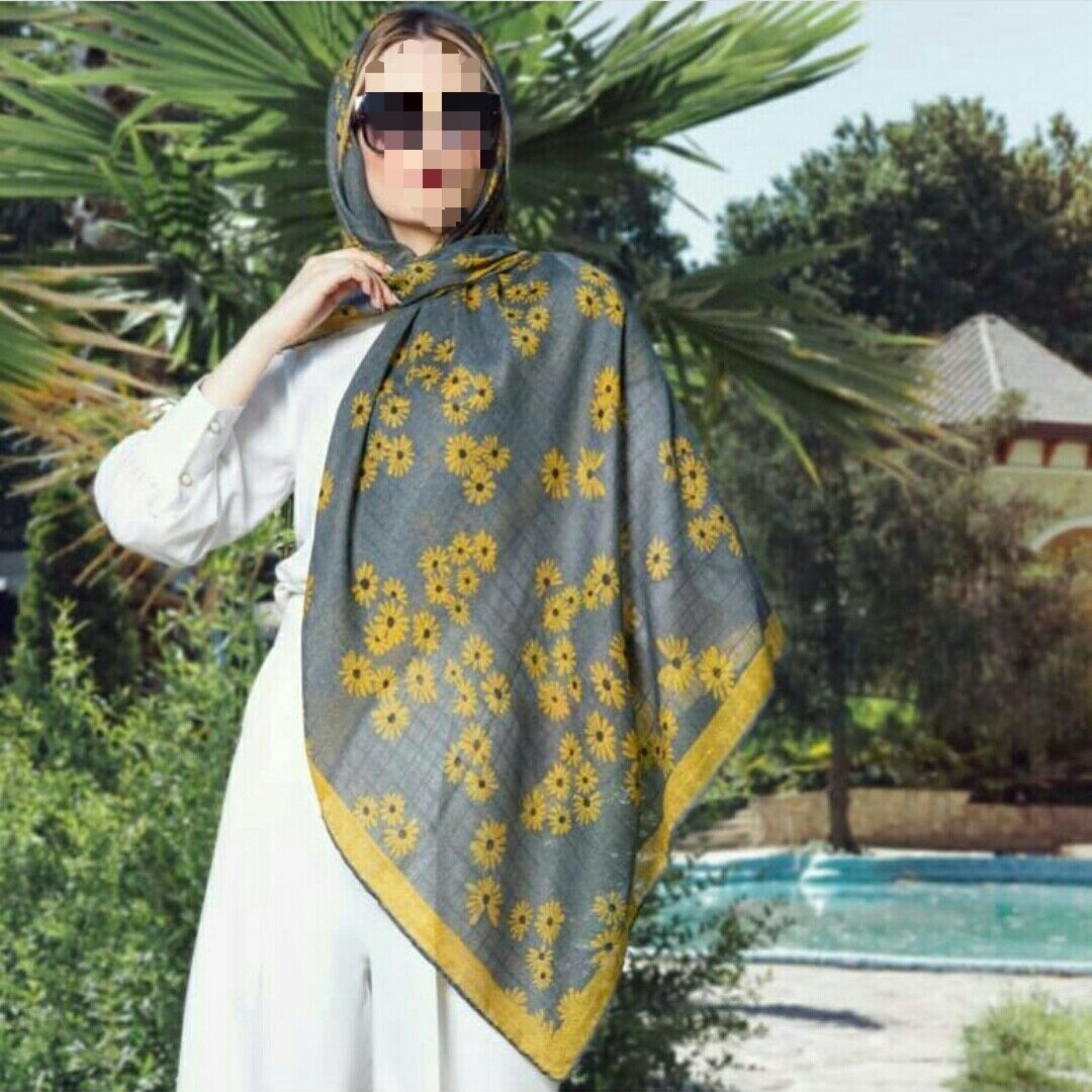 روسری نخی دست دوز ژاکارد مربعی کد 02