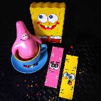 ست دوعددی بوکمارک چوبی نقاشی شده طرح پاتریک و باب اسفنجی