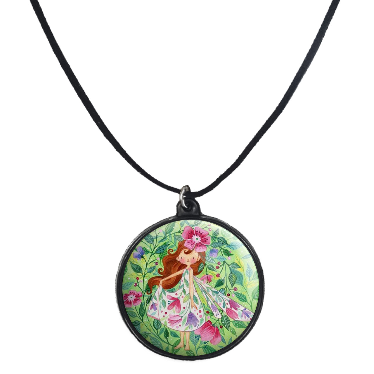 گردنبند پرمانه طرح دخترونه کد pmb.4401 مدل دو طرفه