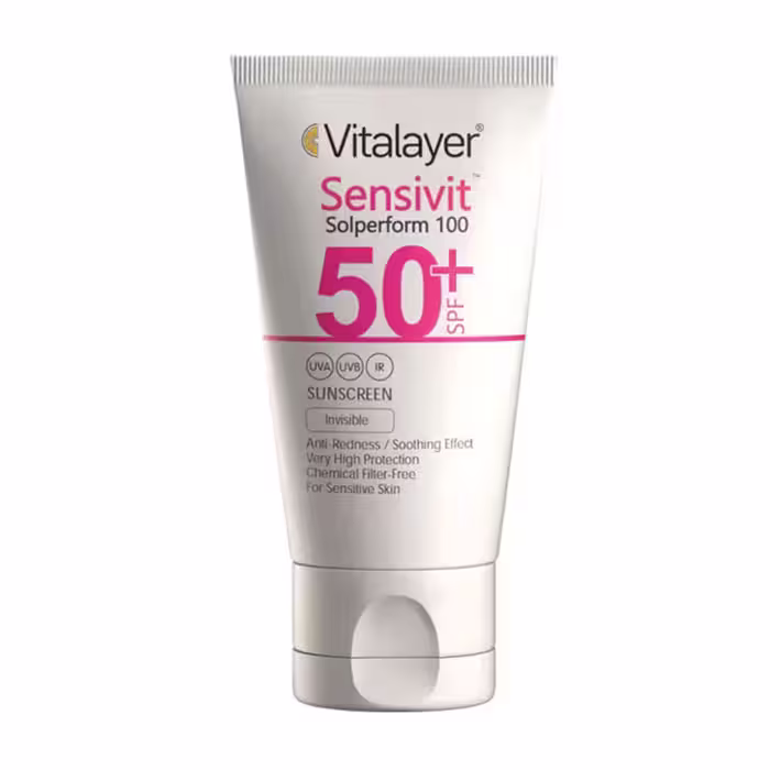 کرم ضد آفتاب بی رنگ پوست حساس سنسی ویت ویتالیر (SPF 50) | حجم 40ml