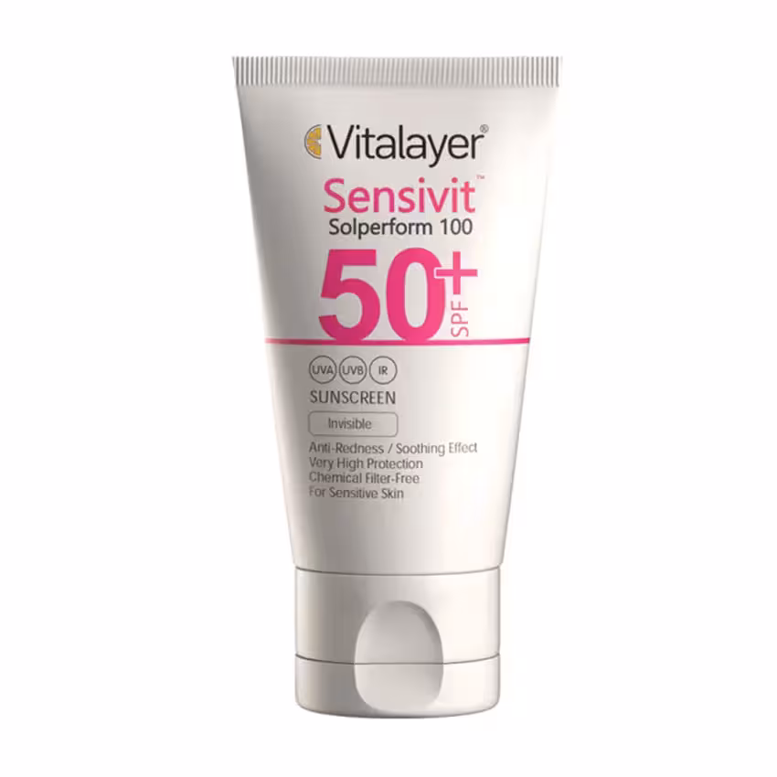 کرم ضد آفتاب بی رنگ پوست حساس سنسی ویت ویتالیر (SPF 50) | حجم 40ml