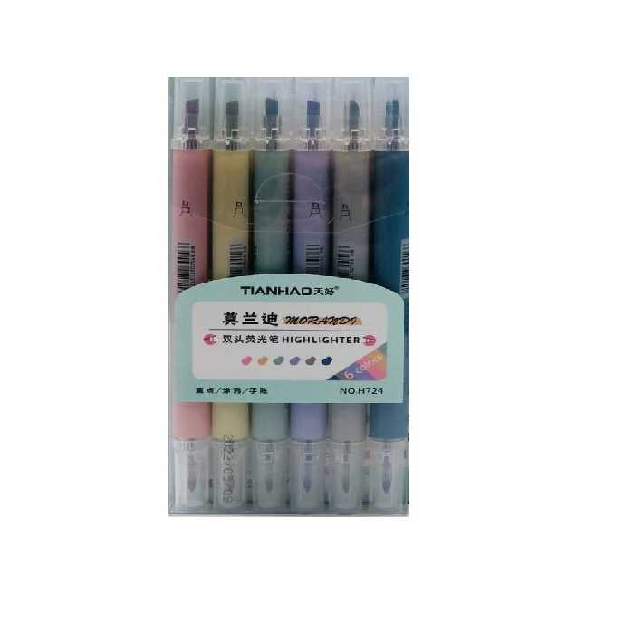 ماژیک علامت زن 6 رنگ 2 سر پاستلی TIANHAO کد 924