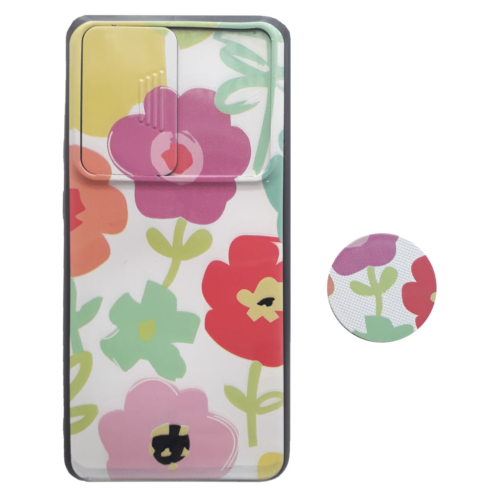 کاور طرح گل کد A6425 مناسب برای گوشی موبایل سامسونگ Galaxy A71 4G / A71 5G به همراه پایه نگهدارنده